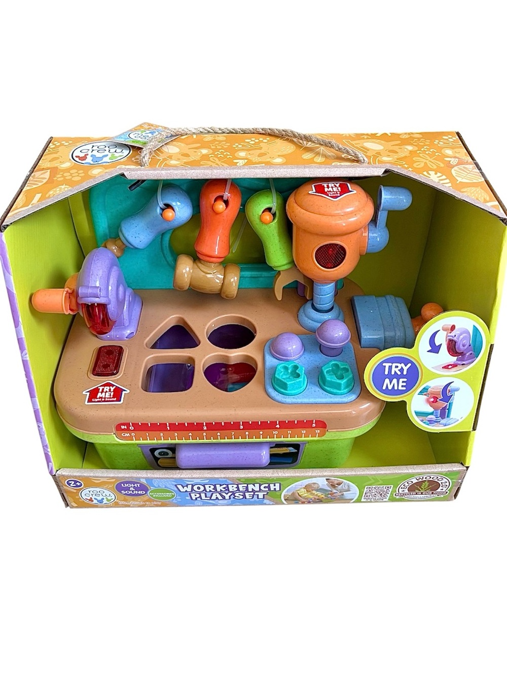 RooCrew Toy Toolbench Playset with Tools – Hammer Table Saw Screwdriver Wrench